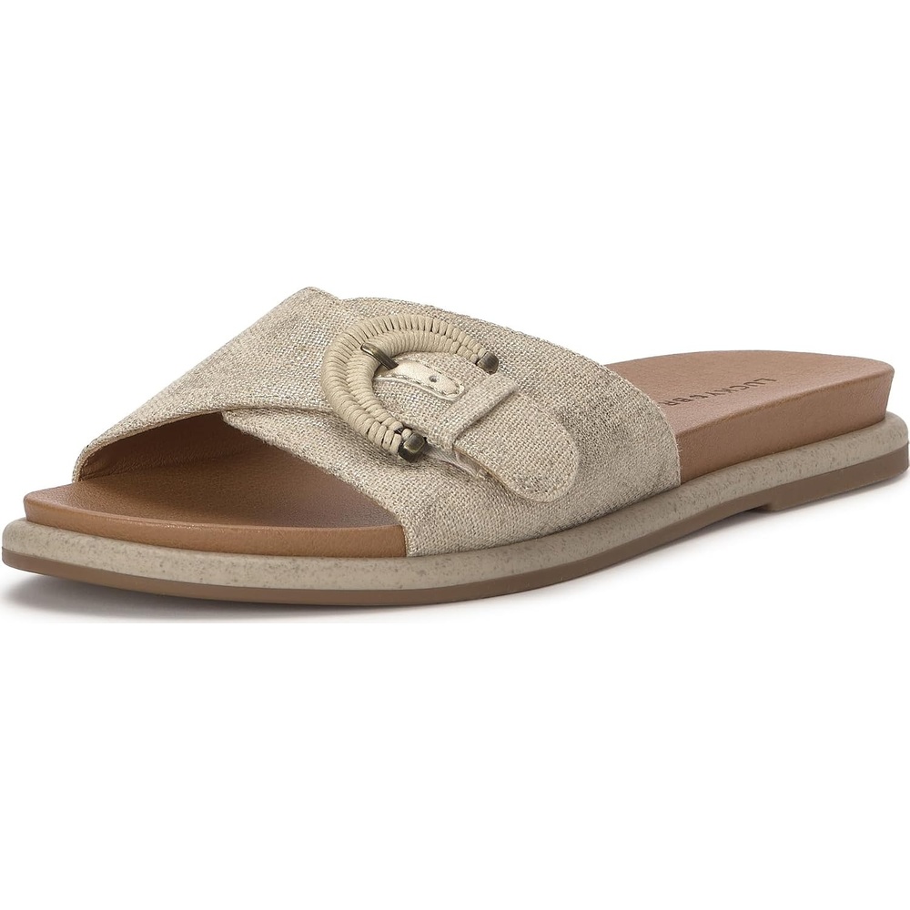 image:imageLucky Brand Suszie Buckle Flat SandalsNaturalPlatino