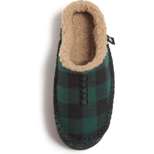 Lucky Brand Boys Buffalo Plaid Memory Foam Clog Slippers, Non Slip Rubber Sole House Shoes, Kids Cozy Fluffy Bedroom Clogs(Hunter Green)