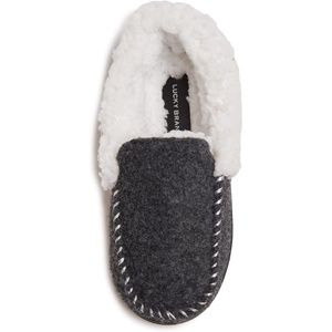 Lucky Brand Boy’s Faux Wool A-line House Shoes for Kids, Memory Foam Slippers(Black/White)