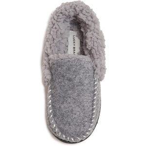 Lucky Brand Boy’s Faux Wool A-line House Shoes for Kids, Memory Foam Slippers(Grey/Grey)