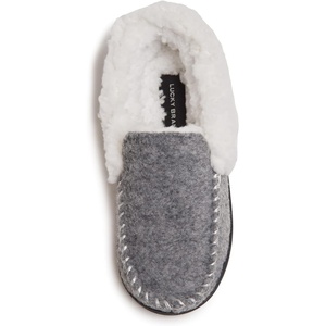 Lucky Brand Boy’s Faux Wool A-line House Shoes for Kids, Memory Foam Slippers(Grey/White)