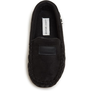Lucky Brand Boy’s Micro-Suede Moccasin Loafer Slippers(Black)