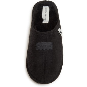 Lucky Brand Boy’s Micro-Suede Scuff Slippers, Kids House Shoes with Plush Lining(Black)