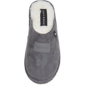 Lucky Brand Boy’s Micro-Suede Scuff Slippers, Kids House Shoes with Plush Lining(Grey)
