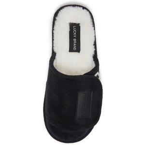 Lucky Brand Boys Slippers – Fuzzy Non Slip Memory Foam House Slippers for Kids – Plush Soft Rubber Sole Bedroom Shoes(Black)