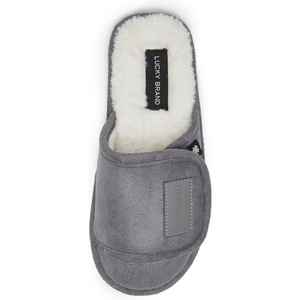 Lucky Brand Boys Slippers – Fuzzy Non Slip Memory Foam House Slippers for Kids – Plush Soft Rubber Sole Bedroom Shoes(Grey)