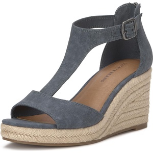 Lucky Brand Cyleste T-Strap Wedge Sandals(Navy)