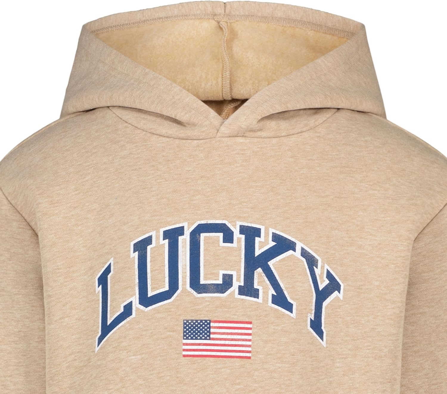 image:imageLucky Brand Boys Long Sleeve Fleece Pullover Hoodie Comfortable Relaxed Fit With Kangaroo PocketsFlag Cornstalk Heather