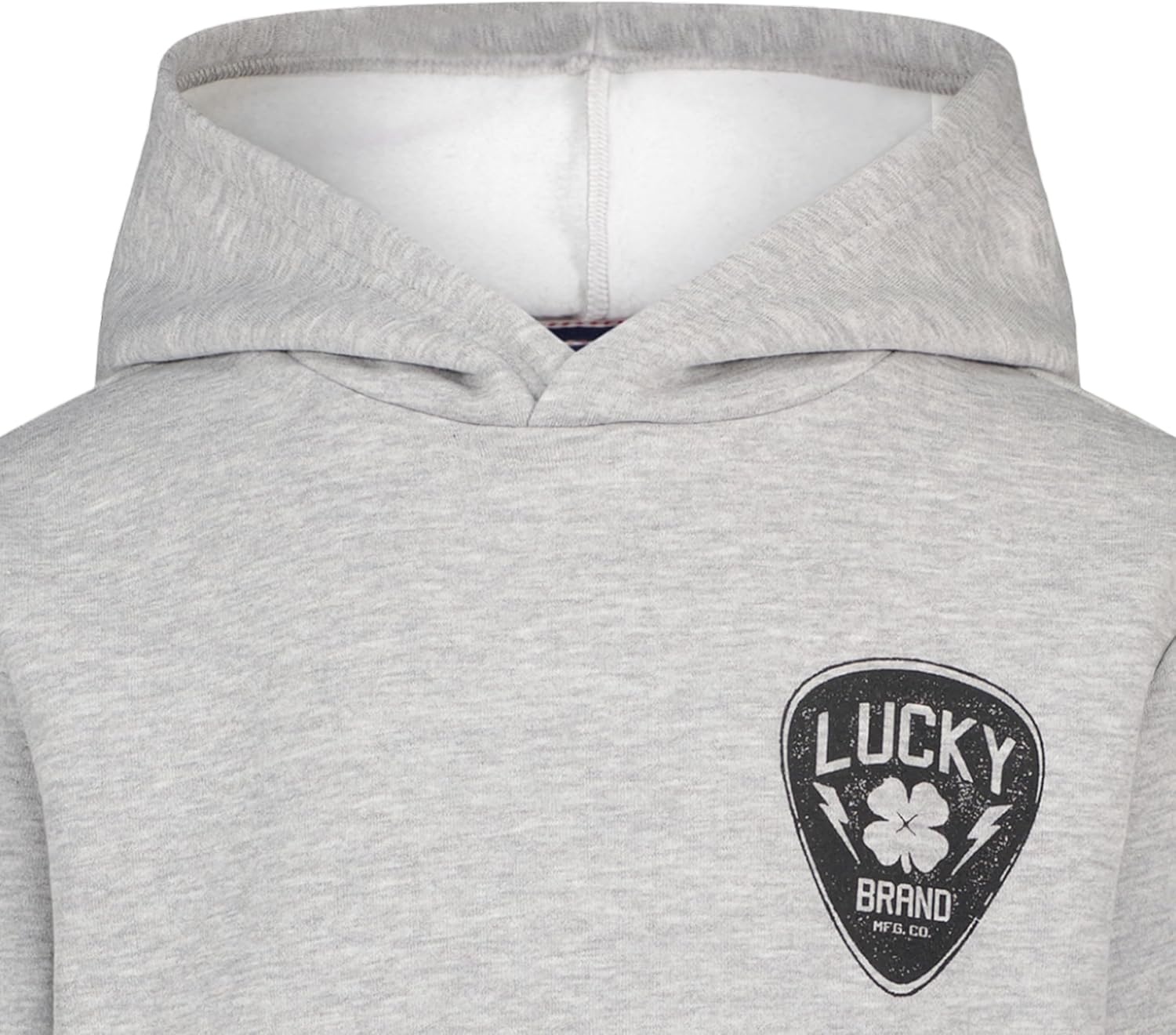 image:imageLucky Brand Boys Long Sleeve Fleece Pullover Hoodie Comfortable Relaxed Fit With Kangaroo PocketsGuitar Pick Grey Heather