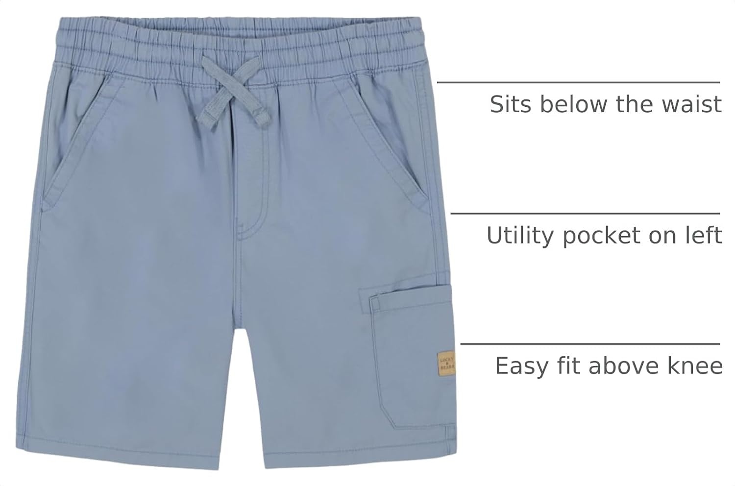 image:imageLucky Brand Boys Pullon Cargo Shorts Drawstring ClosureFaded Denim