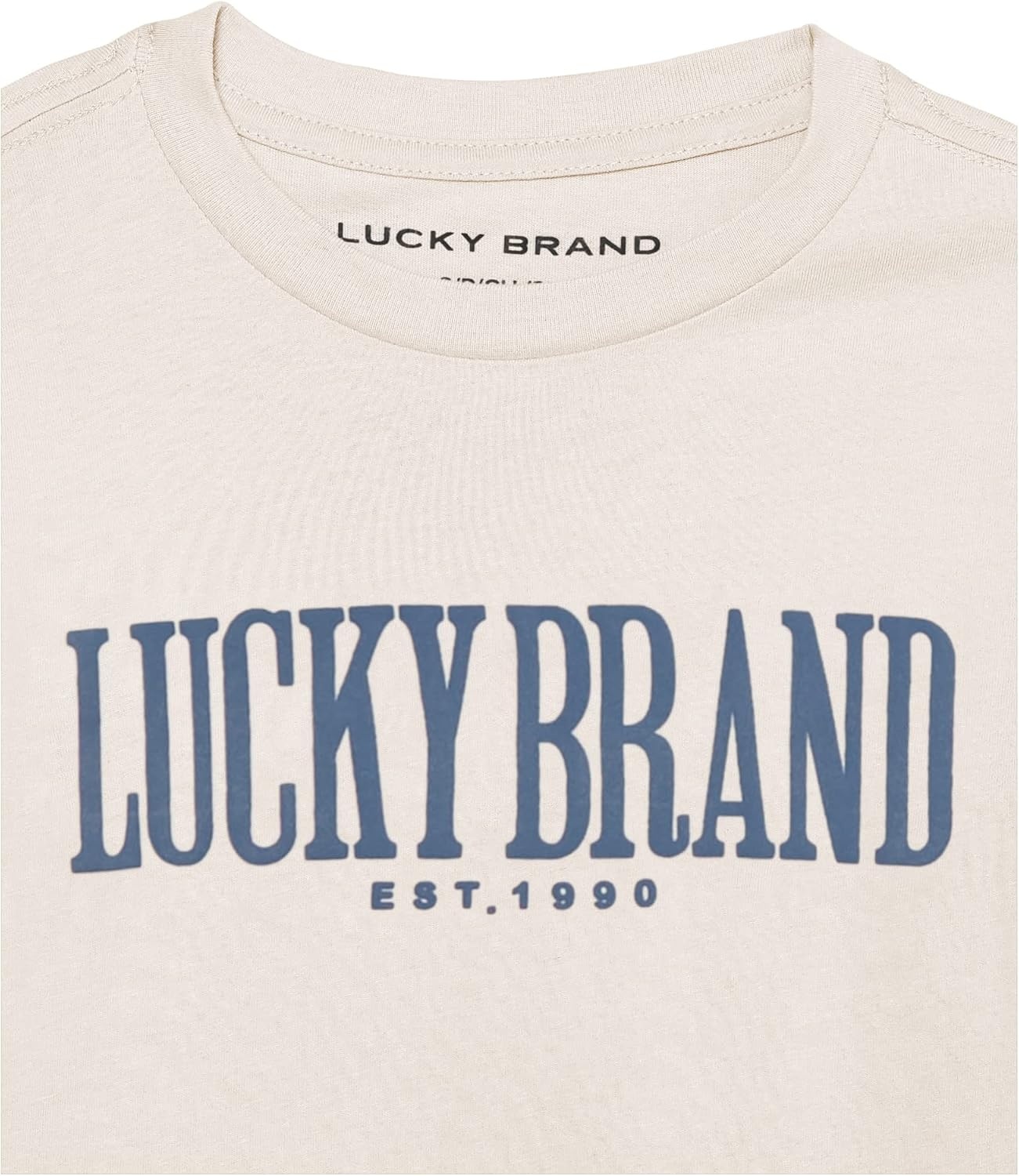 image:imageLucky Brand Boys Short Sleeve Graphic Crew Neck TShirt Soft Comfortable Relaxed FitCloud Dancer Puff