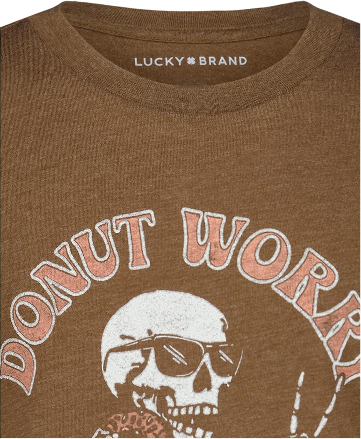 image:imageLucky Brand Boys Short Sleeve Graphic Crew Neck TShirt Soft Comfortable Relaxed FitDonut Worry Coffee