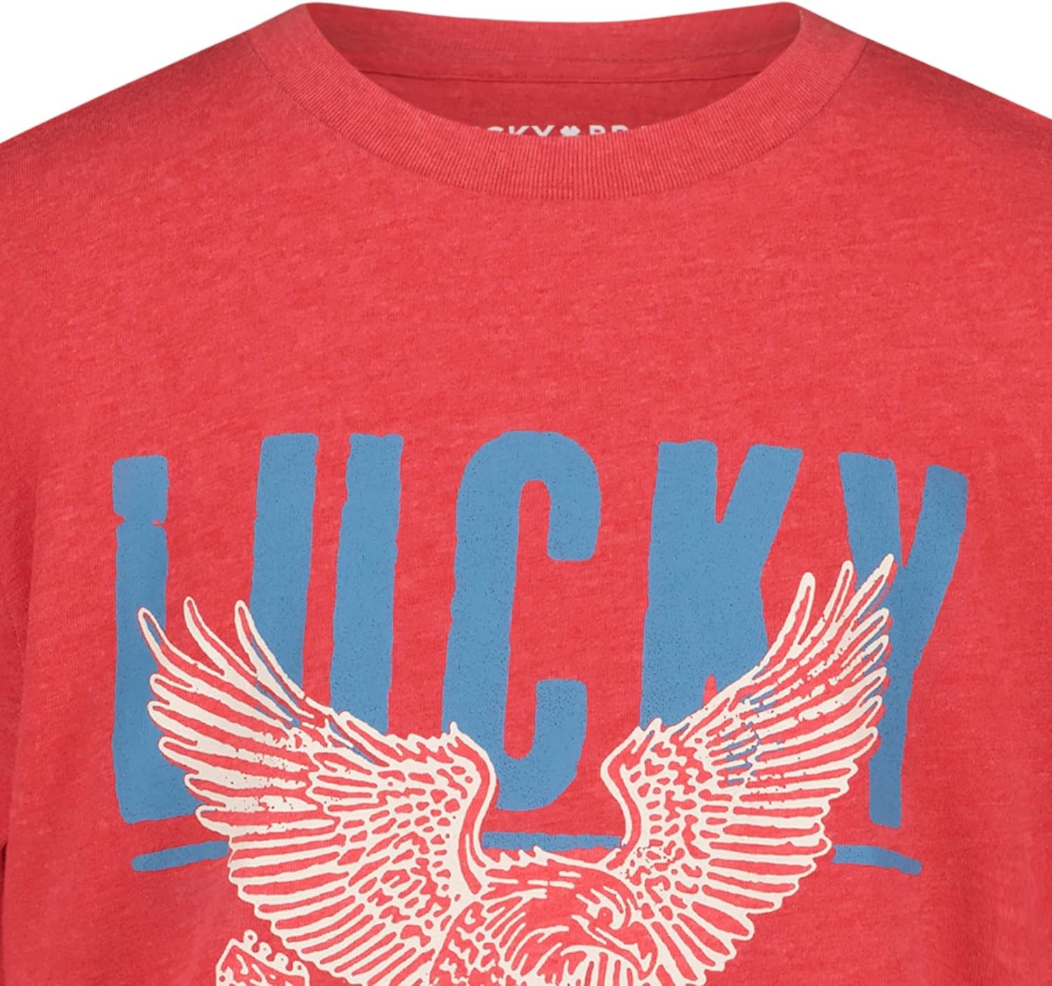 image:imageLucky Brand Boys Short Sleeve Graphic Crew Neck TShirt Soft Comfortable Relaxed FitEagle Rock Red Heather