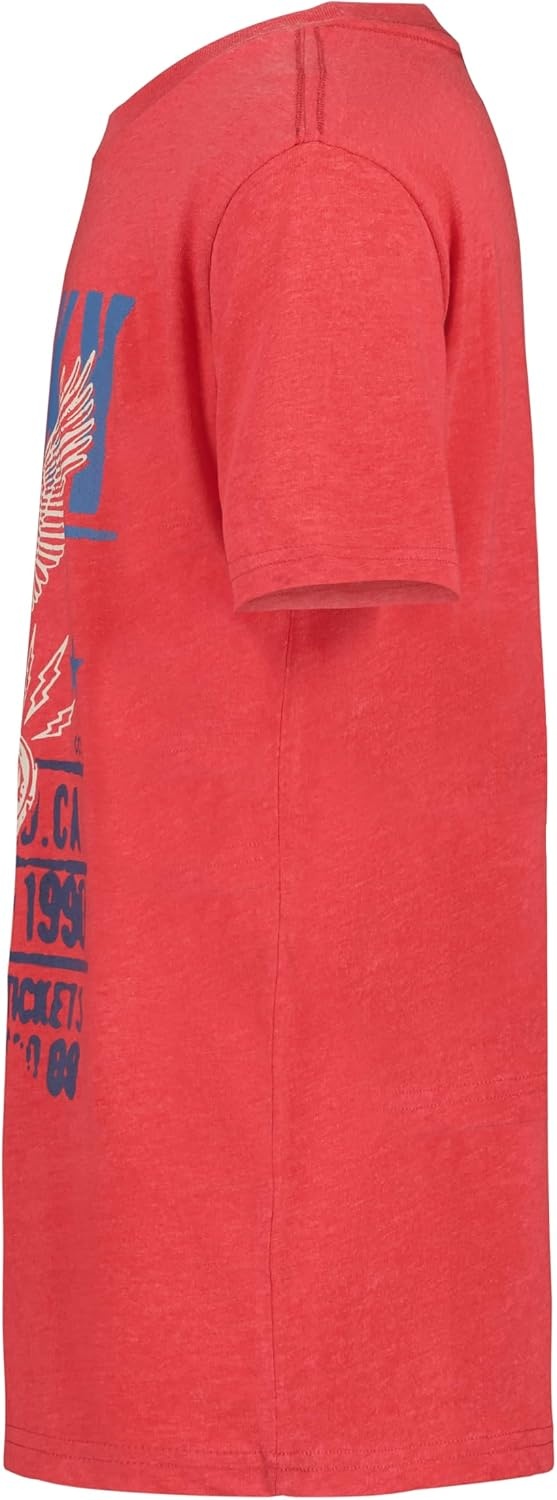 image:imageLucky Brand Boys Short Sleeve Graphic Crew Neck TShirt Soft Comfortable Relaxed FitEagle Rock Red Heather