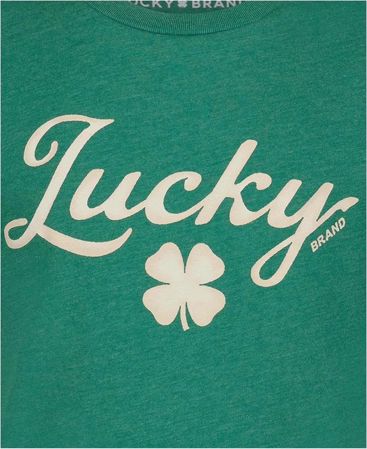image:imageLucky Brand Boys Short Sleeve Graphic Crew Neck TShirt Soft Comfortable Relaxed FitFour Leaf Bottle Green