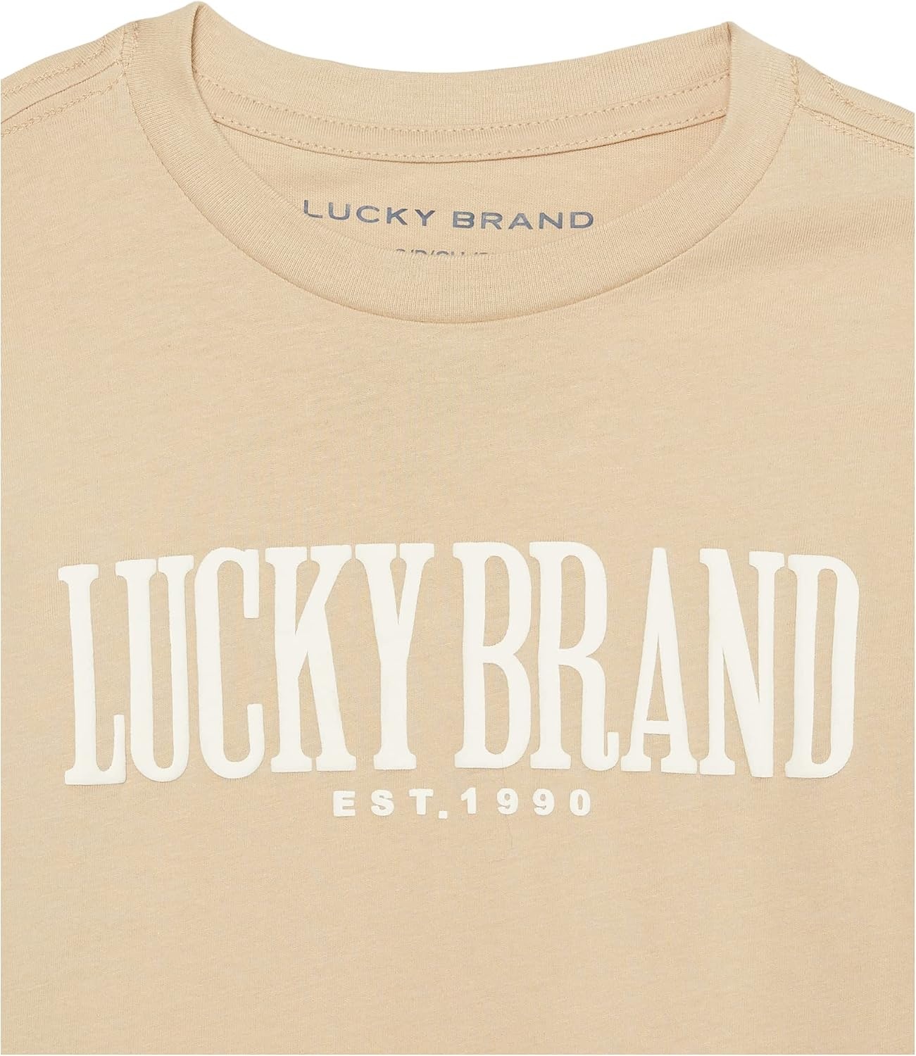 image:imageLucky Brand Boys Short Sleeve Graphic Crew Neck TShirt Soft Comfortable Relaxed FitIrish Cream Puff