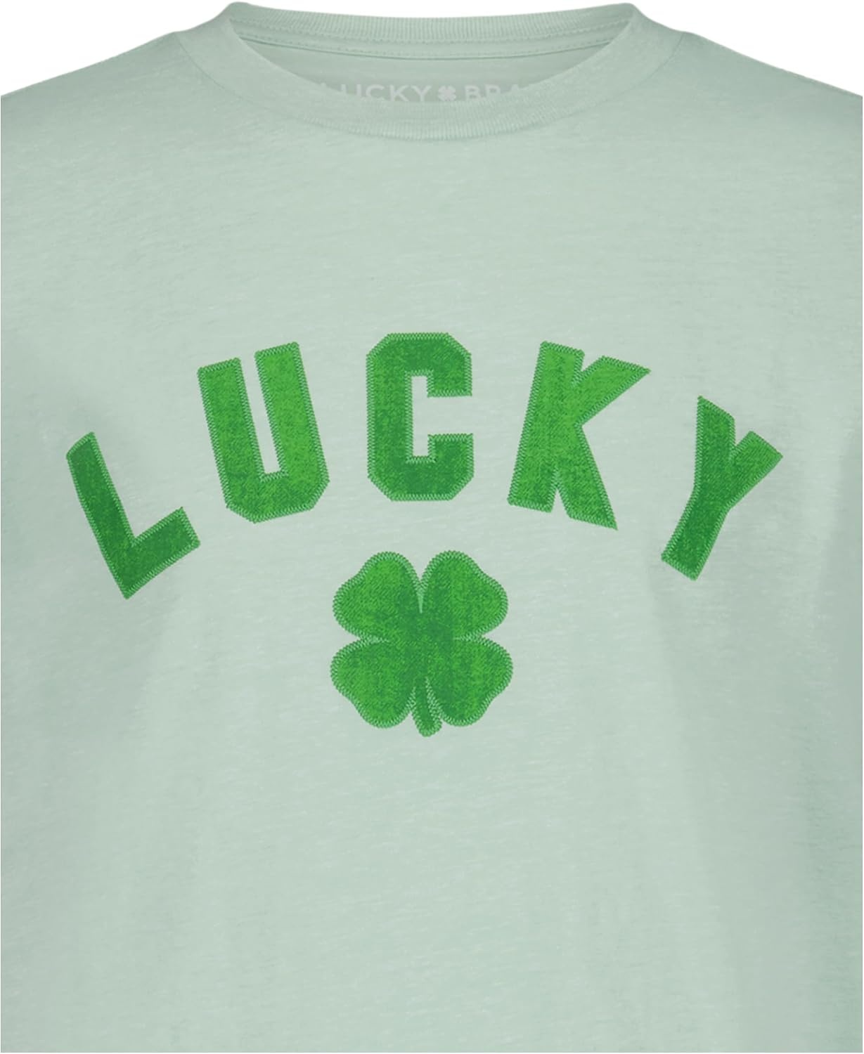 image:imageLucky Brand Boys Short Sleeve Graphic Crew Neck TShirt Soft Comfortable Relaxed FitLucky Clover Lichen Heather