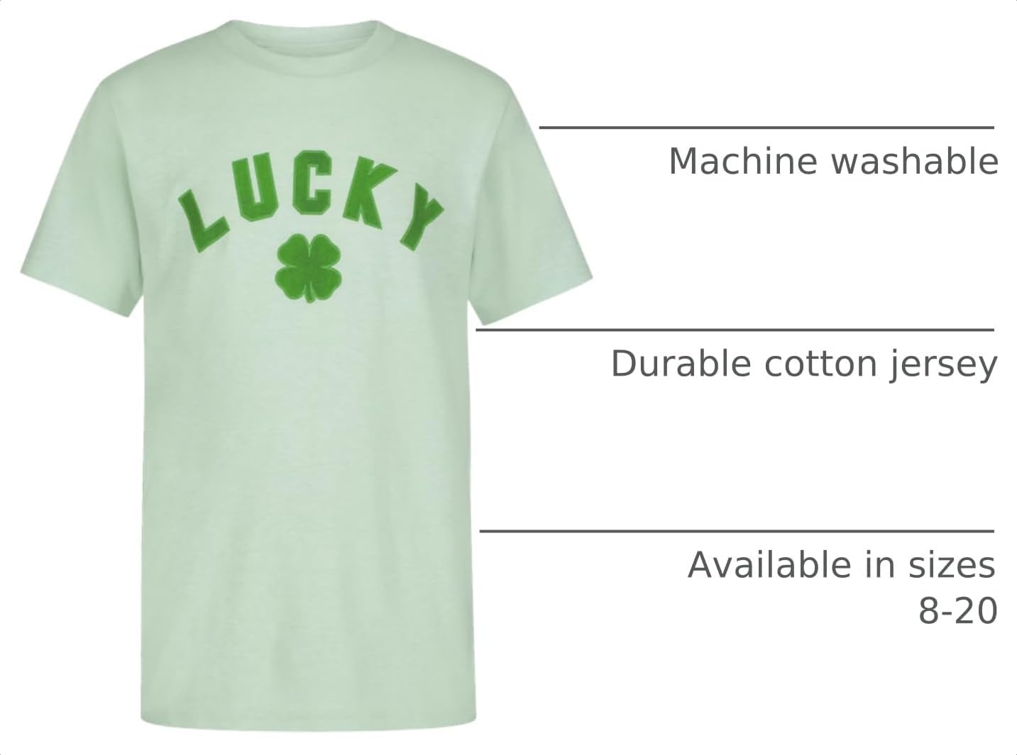 image:imageLucky Brand Boys Short Sleeve Graphic Crew Neck TShirt Soft Comfortable Relaxed FitLucky Clover Lichen Heather