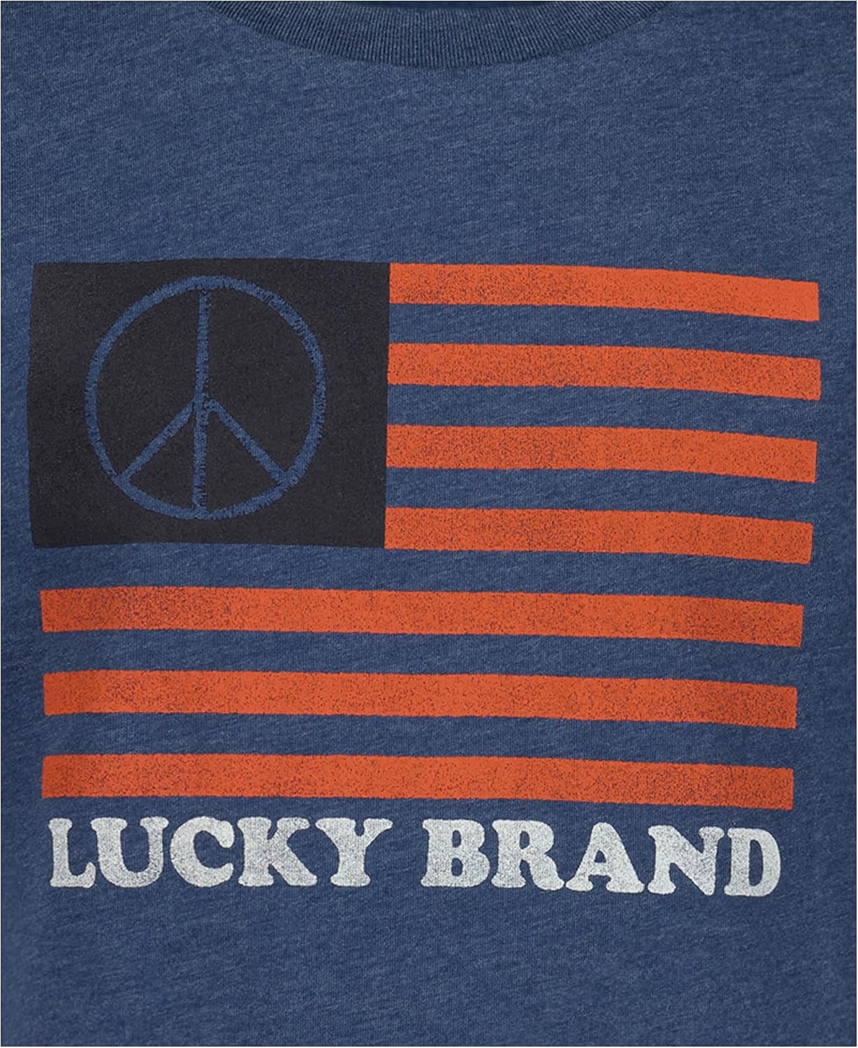 image:imageLucky Brand Boys Short Sleeve Graphic Crew Neck TShirt Soft Comfortable Relaxed FitPeace Flag Dark Denim