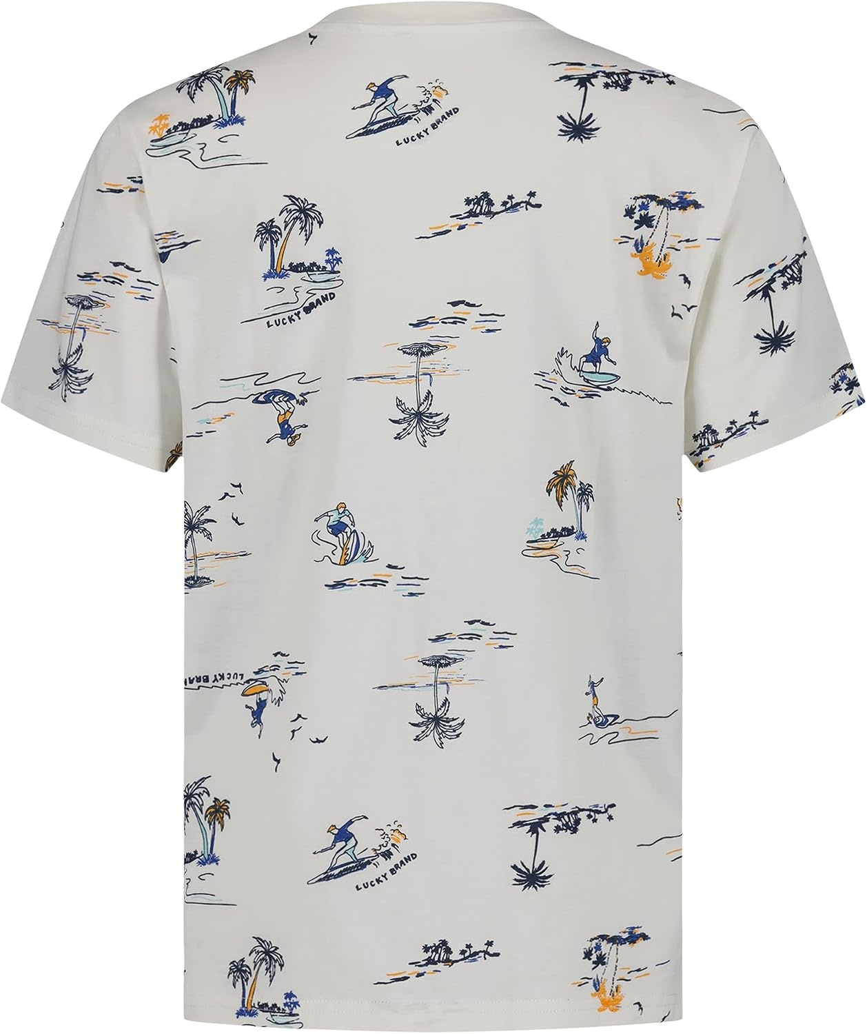 image:imageLucky Brand Boys Short Sleeve Graphic Crew Neck TShirt Soft Comfortable Relaxed FitSurfer Bear Egret