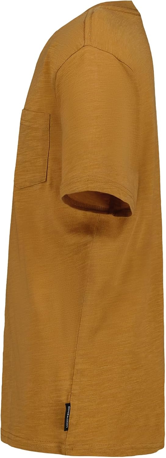 image:imageLucky Brand Boys Short Sleeve Slub Pocket Crew Neck TShirt Soft Comfortable Relaxed FitBurnt Sugar Heather