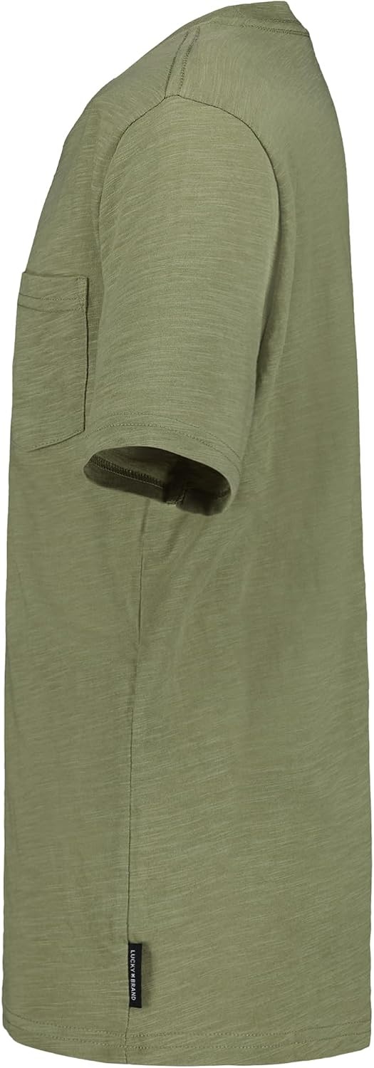 image:imageLucky Brand Boys Short Sleeve Slub Pocket Crew Neck TShirt Soft Comfortable Relaxed FitOil Green Heather