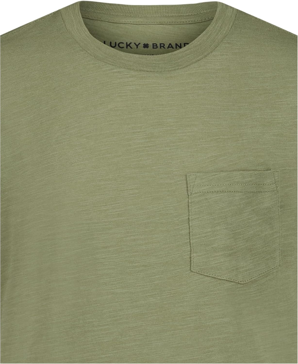image:imageLucky Brand Boys Short Sleeve Slub Pocket Crew Neck TShirt Soft Comfortable Relaxed FitOil Green Heather