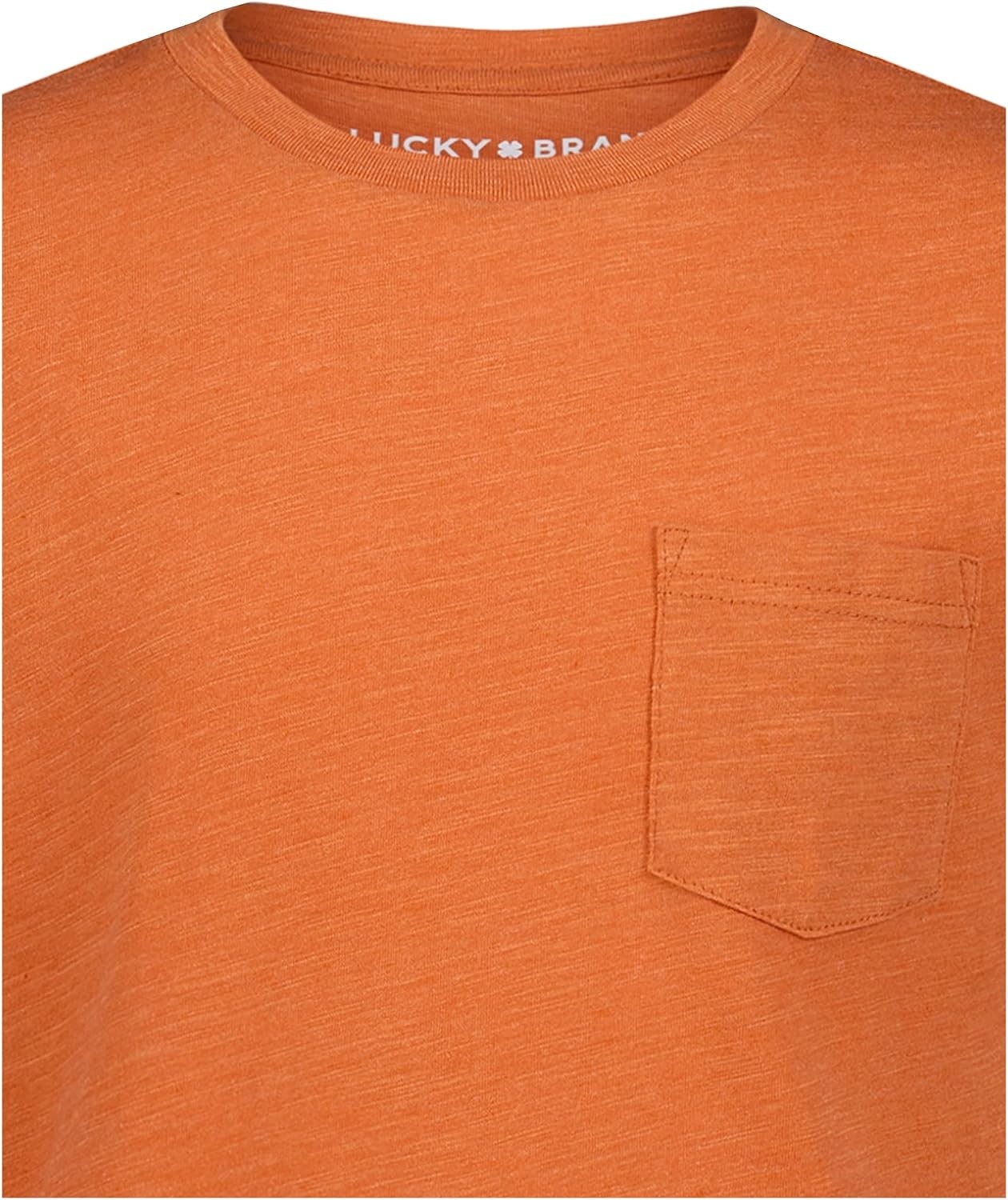 image:imageLucky Brand Boys Short Sleeve Slub Pocket Crew Neck TShirt Soft Comfortable Relaxed FitRust Heather