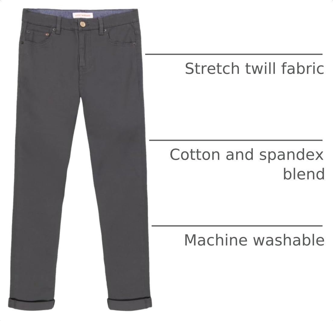 image:imageLucky Brand Boys Skinny Fit Stretch Twill PantsAsphalt