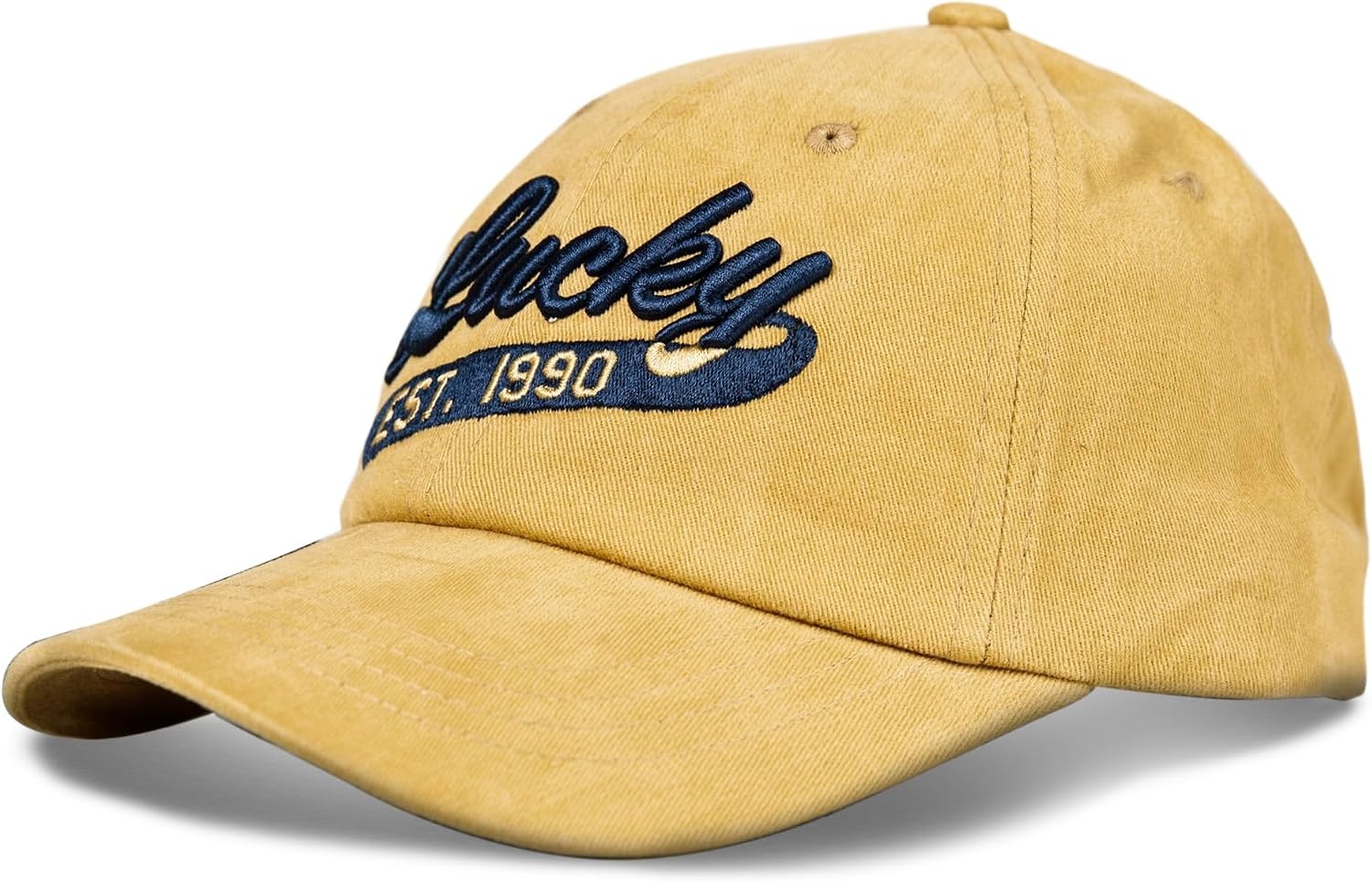 image:imageLucky Brand Classic Cotton Adjustable Dad Hat Baseball Cap Golf Fishing Low Profile 5 Panel Design1990 Embroidered Gold