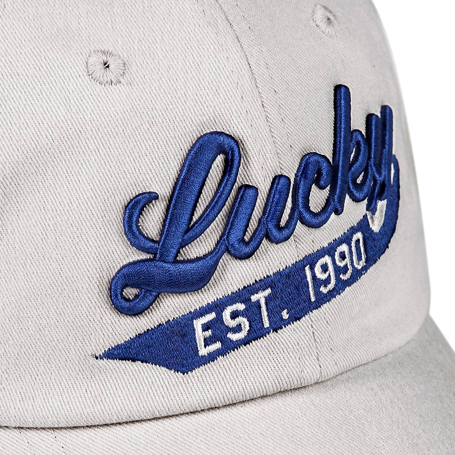 image:imageLucky Brand Classic Cotton Adjustable Dad Hat Baseball Cap Golf Fishing Low Profile 5 Panel Design1990 Embroidered Light Grey