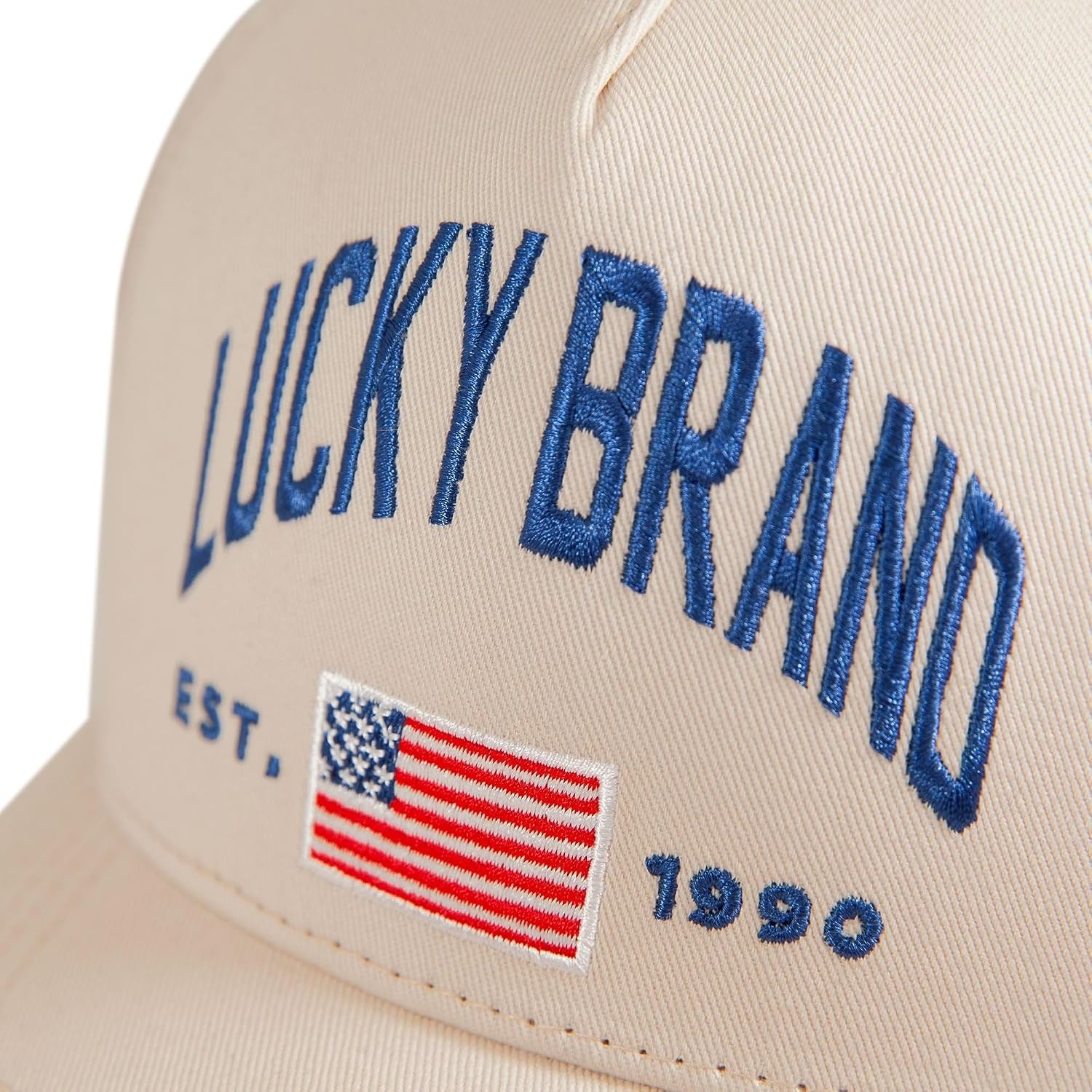 image:imageLucky Brand Classic Cotton Adjustable Dad Hat Baseball Cap Golf Fishing Low Profile 5 Panel DesignFlag Cream
