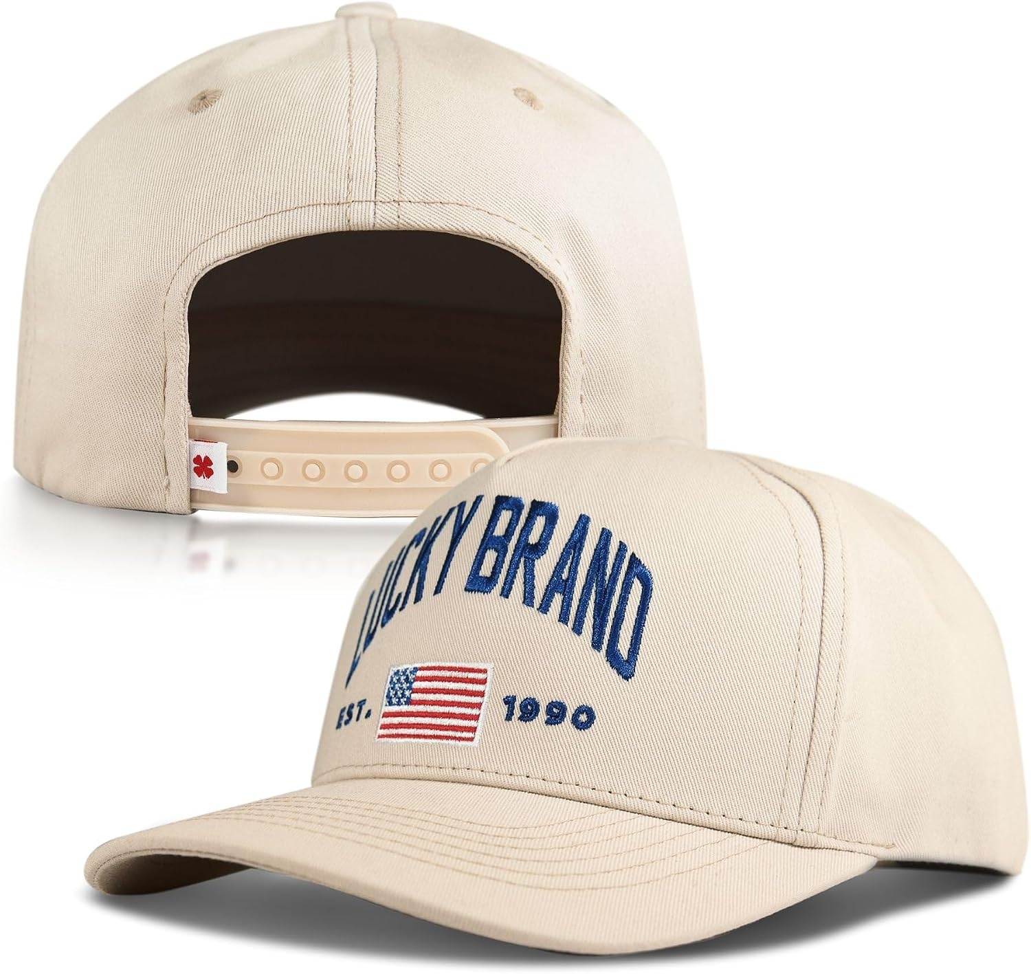 image:imageLucky Brand Classic Cotton Adjustable Dad Hat Baseball Cap Golf Fishing Low Profile 5 Panel DesignFlag Cream