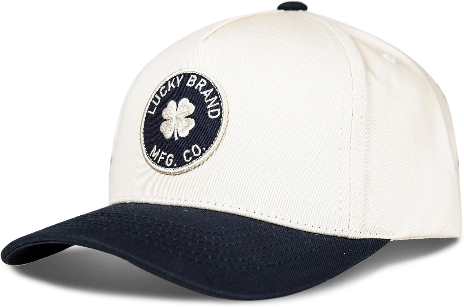 image:imageLucky Brand Classic Cotton Adjustable Dad Hat Baseball Cap Golf Fishing Low Profile 5 Panel DesignMfg Co Patch Ivory