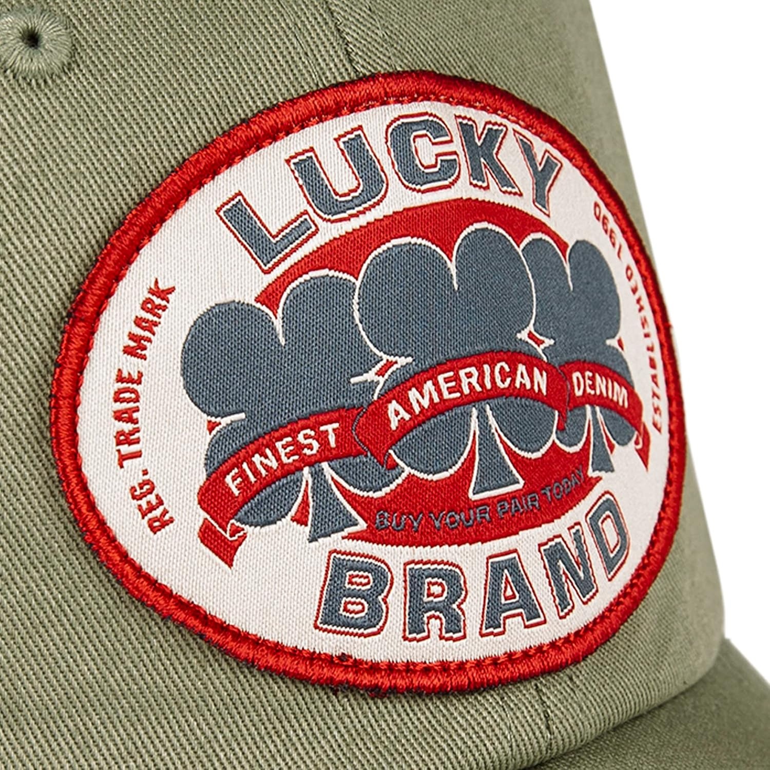 image:imageLucky Brand Classic Cotton Adjustable Dad Hat Baseball Cap Golf Fishing Low Profile 5 Panel DesignOval Clover Patch Moss