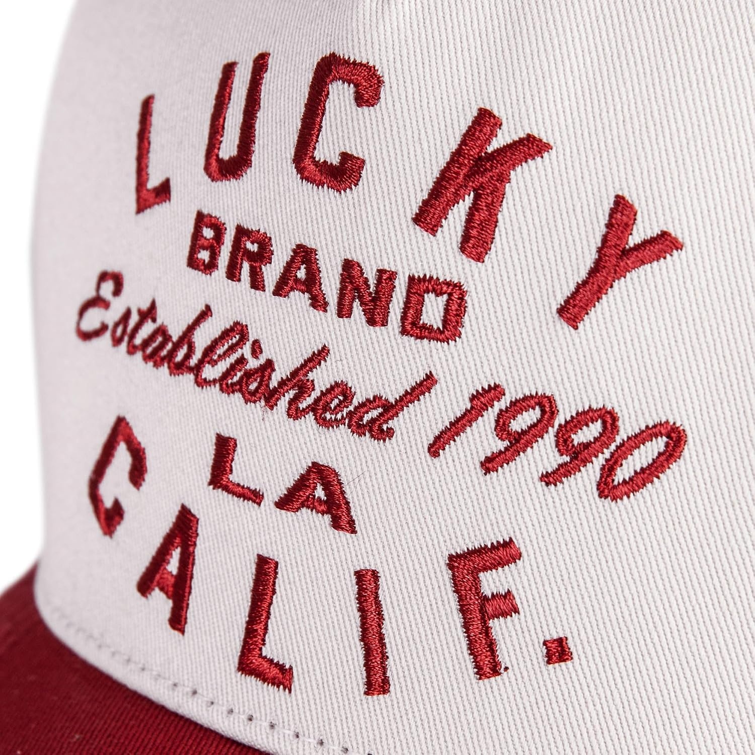 image:imageLucky Brand Classic Cotton Adjustable Dad Hat Baseball Cap Golf Fishing Low Profile 5 Panel DesignTwo Toned La CreamRed
