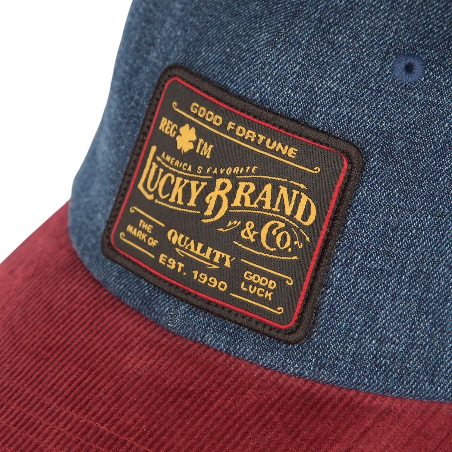 image:imageLucky Brand Classic Cotton Adjustable Dad Hat Baseball Cap Golf Fishing Low Profile 5 Panel DesignVintage Denim Red