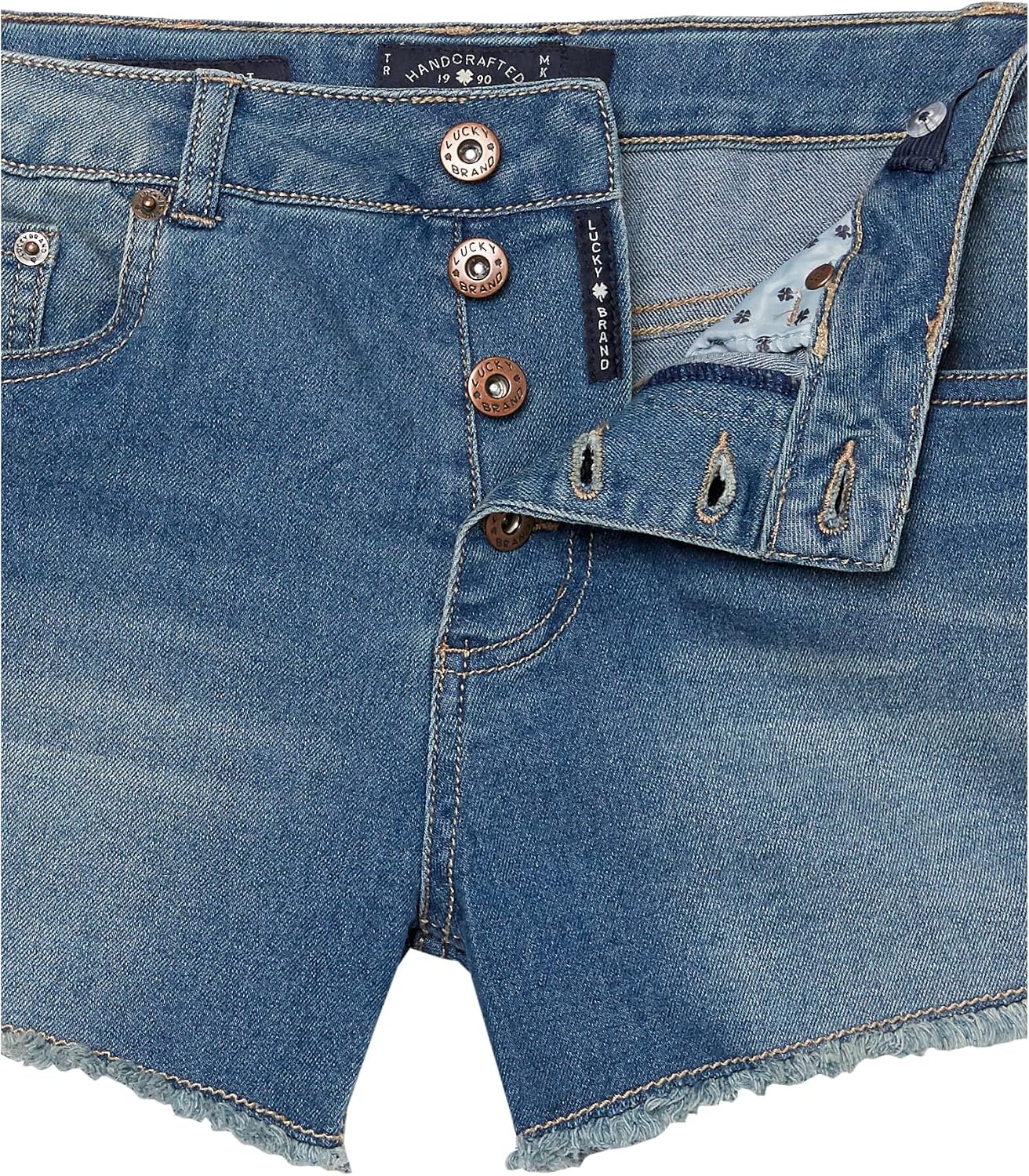 image:imageLucky Brand Girls Cuffed Jean Shorts Stretch Denim with 5 Pockets Mid to High Rise WaistAda High Waist