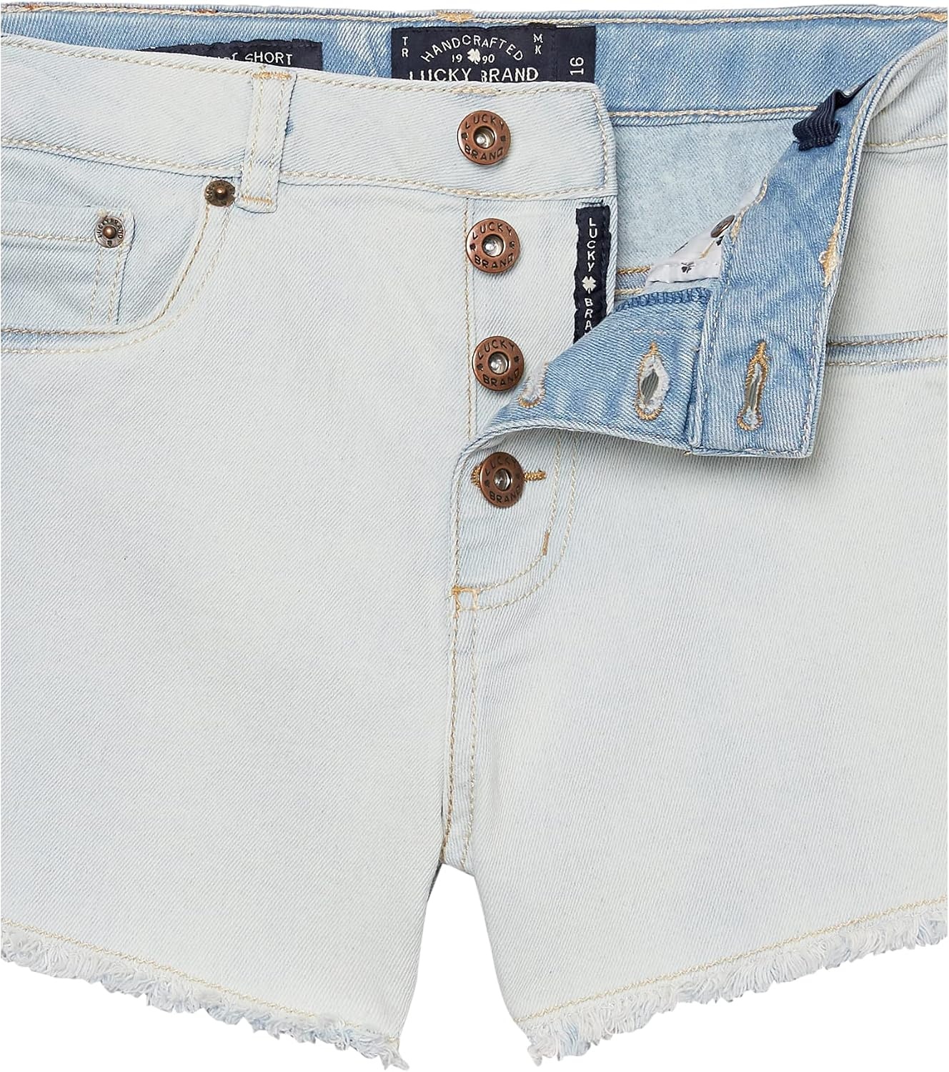 image:imageLucky Brand Girls Cuffed Jean Shorts Stretch Denim with 5 Pockets Mid to High Rise WaistBella High Waist