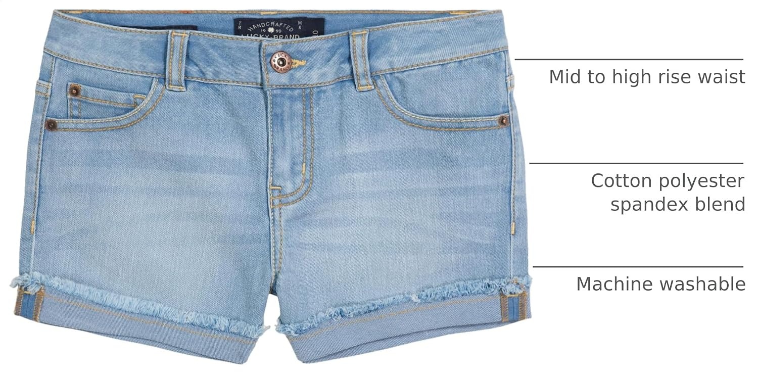 image:imageLucky Brand Girls Cuffed Jean Shorts Stretch Denim with 5 Pockets Mid to High Rise WaistRiley Christie