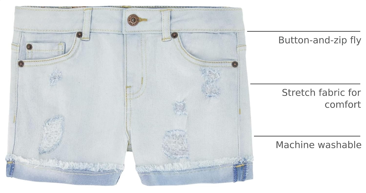 image:imageLucky Brand Girls Cuffed Jean Shorts Stretch Denim with 5 Pockets Mid to High Rise WaistRonnie Bella