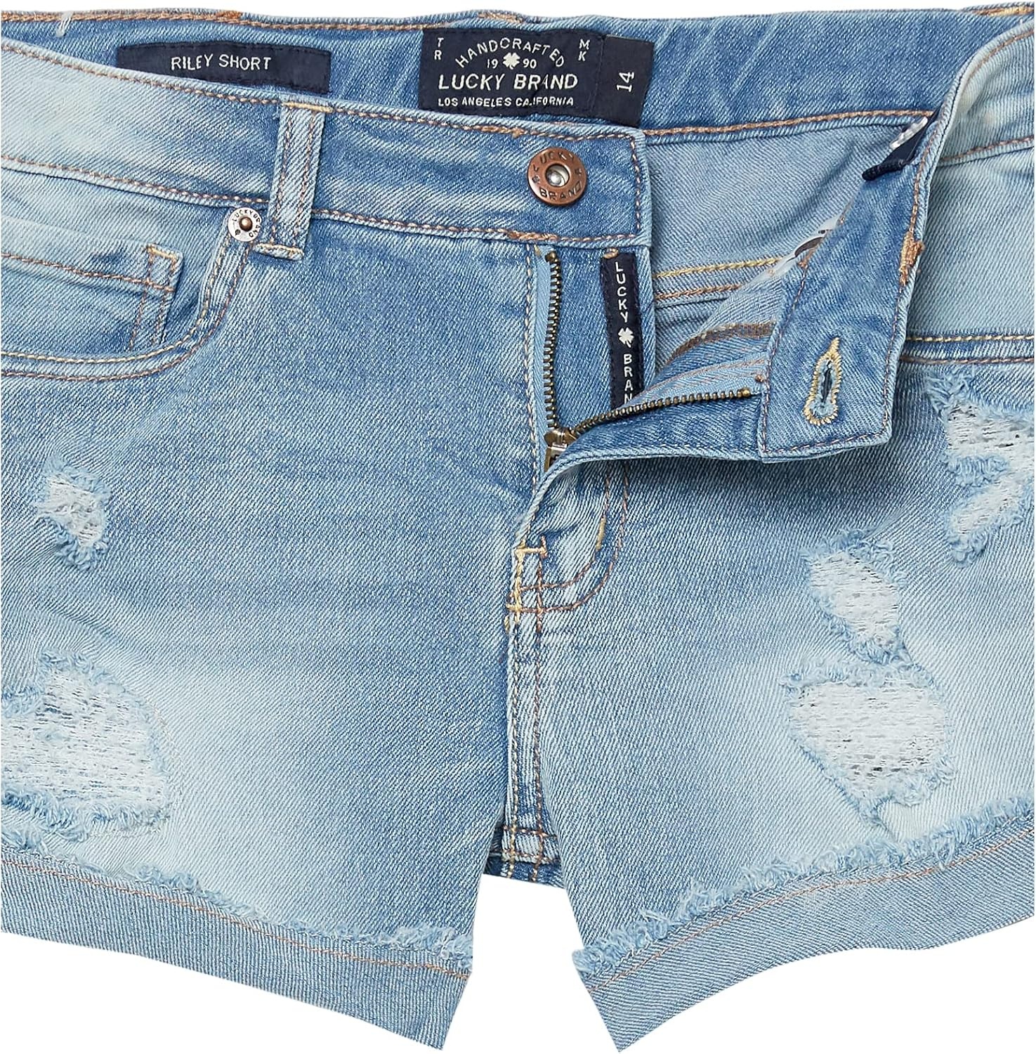 image:imageLucky Brand Girls Cuffed Jean Shorts Stretch Denim with 5 Pockets Mid to High Rise WaistRonnie Tori