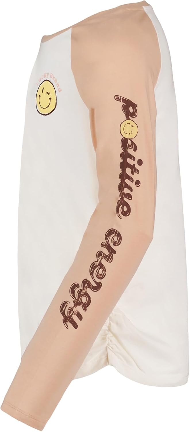 image:imageLucky Brand Girls Long Sleeve Graphic TShirt Tagless Cotton Tee with Fun DesignsCameo Rose Positivity