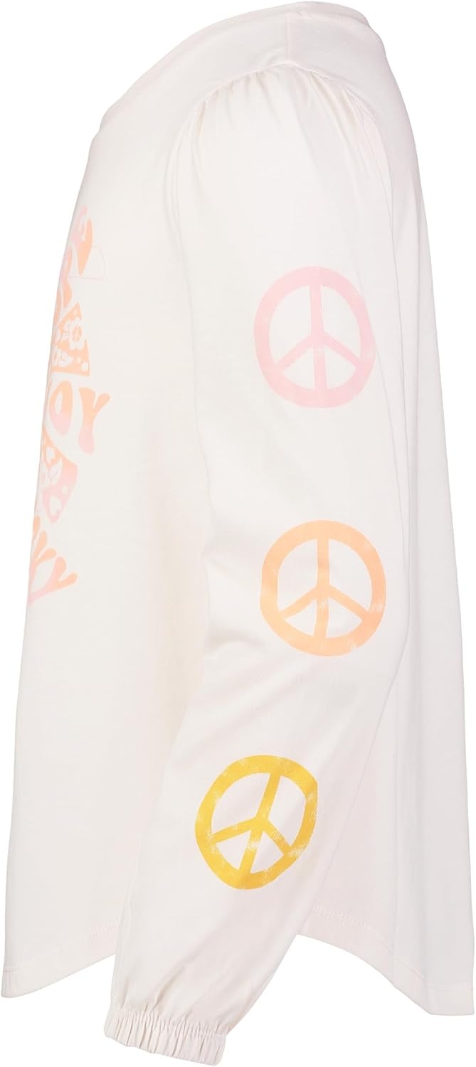 image:imageLucky Brand Girls Long Sleeve Graphic TShirt Tagless Cotton Tee with Fun DesignsWhisper Peace