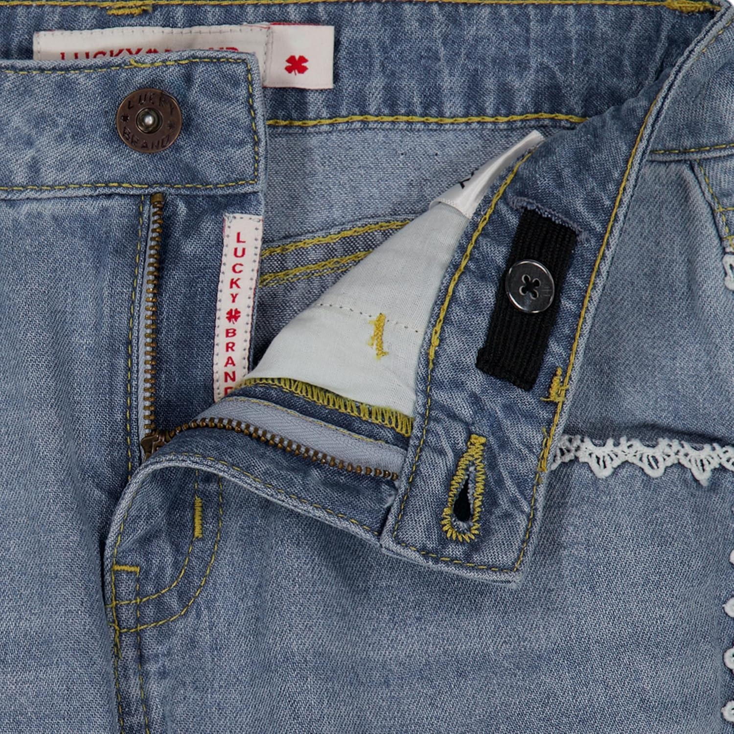 image:imageLucky Brand Girls Mid Rise Flare Stretch Denim Jean Zipper Fly amp Button ClosureEyelet Christi Wash