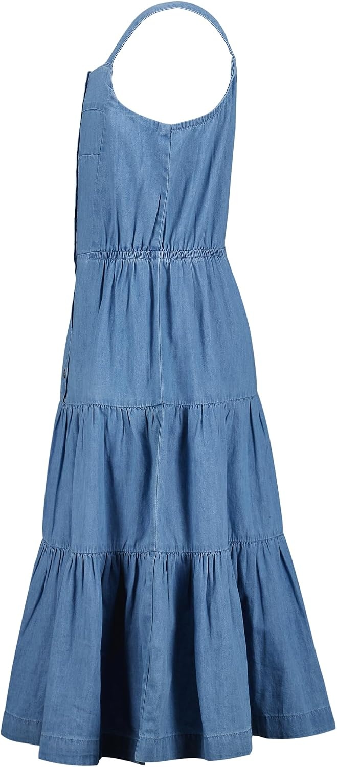 image:imageLucky Brand Girls Sleeveless Light Weight Denim Midi DressRobin Wash