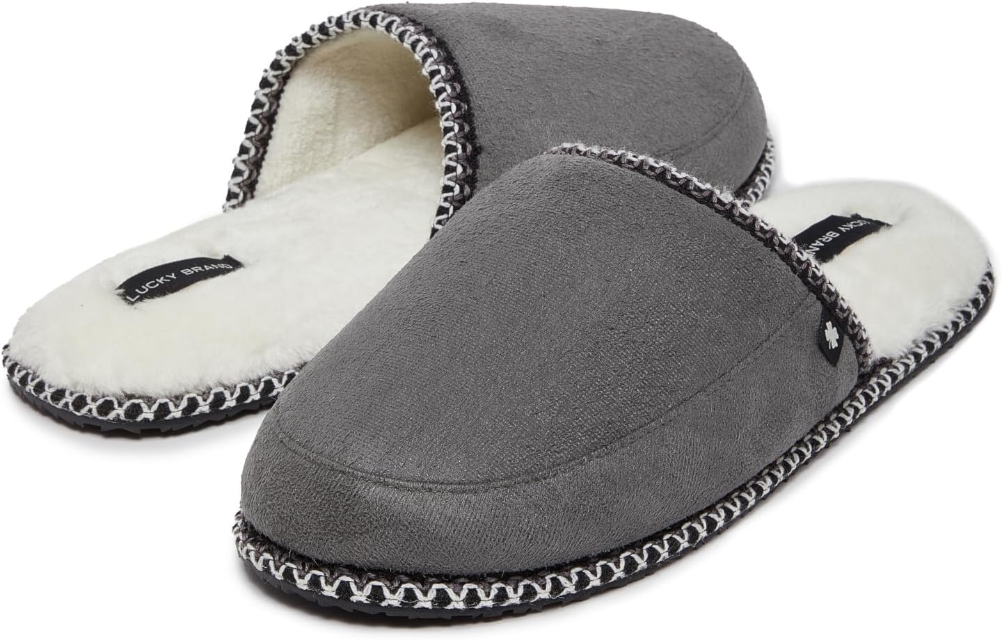 image:imageLucky Brand Memory Foam Rubber Sole Scuff Bedroom Slipper Soft Comfy Mens Slippers IndoorOutdoor Mens House SlippersGrey