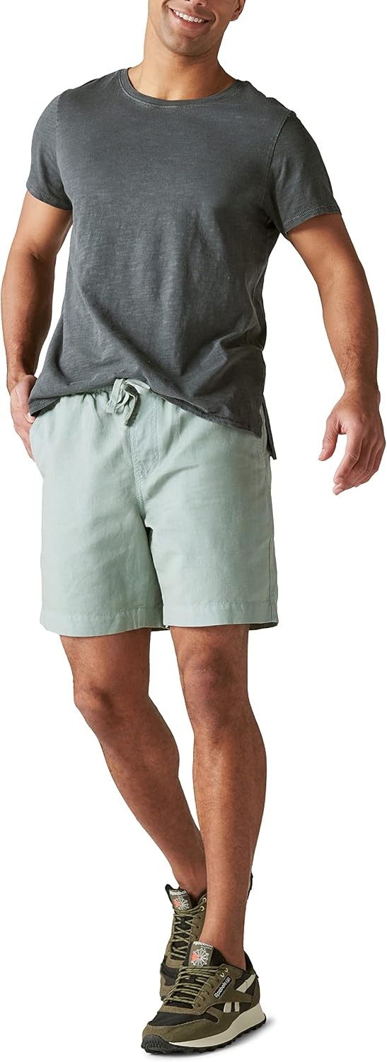 image:imageLucky Brand Mens 7 Pull Up Linen ShortChino Green