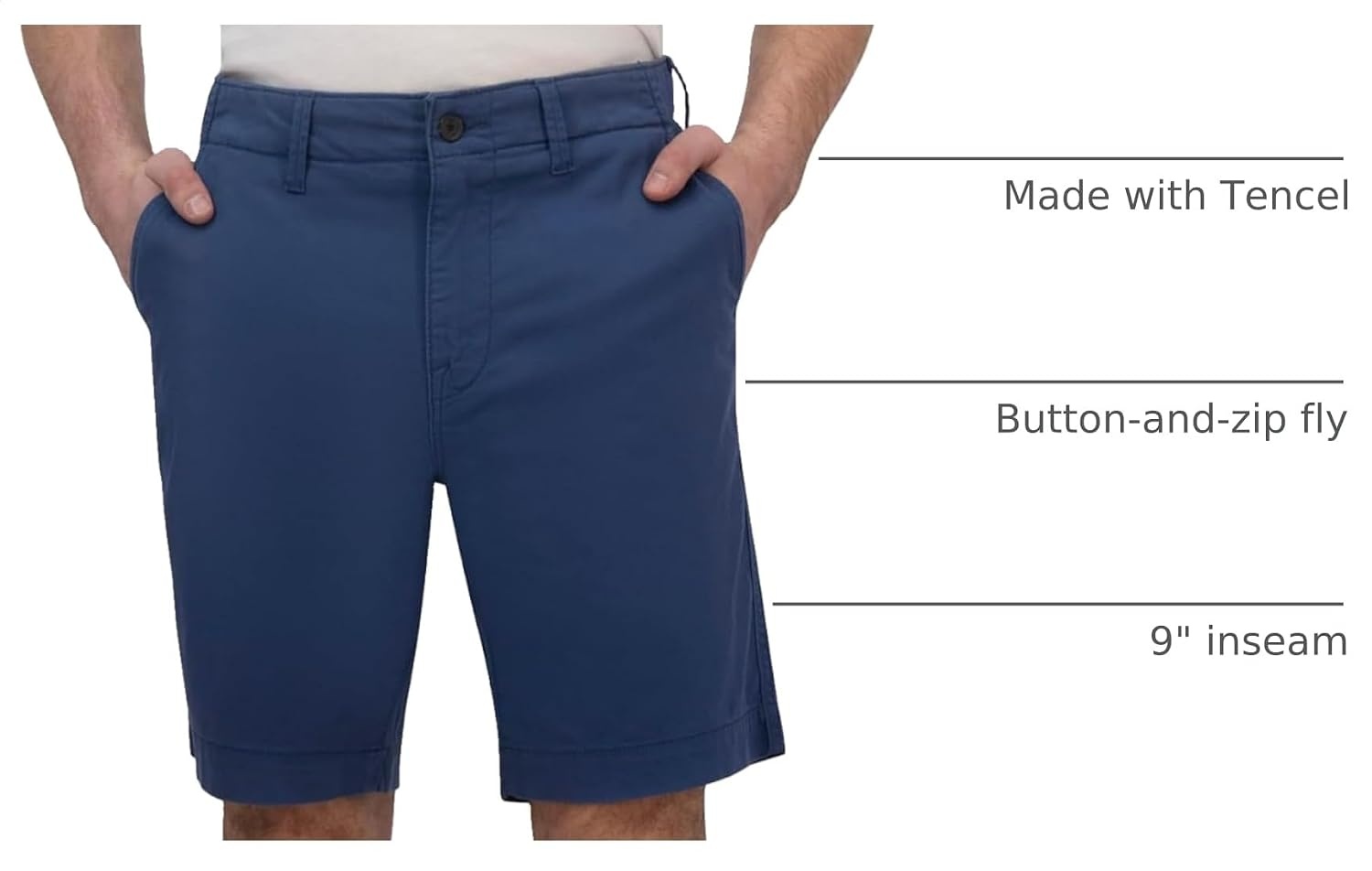 image:imageLucky Brand Mens 9 Stretch Twill Flat Front ShortDark Denim