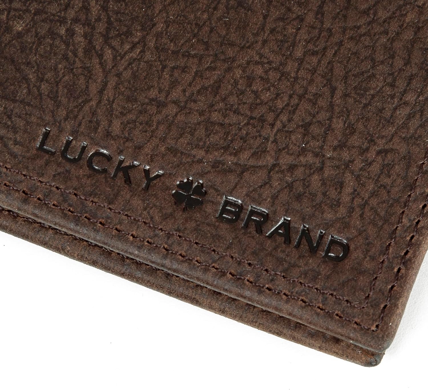 image:imageLucky Brand Mens Bifold and LFold Wallet ID Window Card Slots Genuine Leather Organization StylishDBL Stitched Leather Brown
